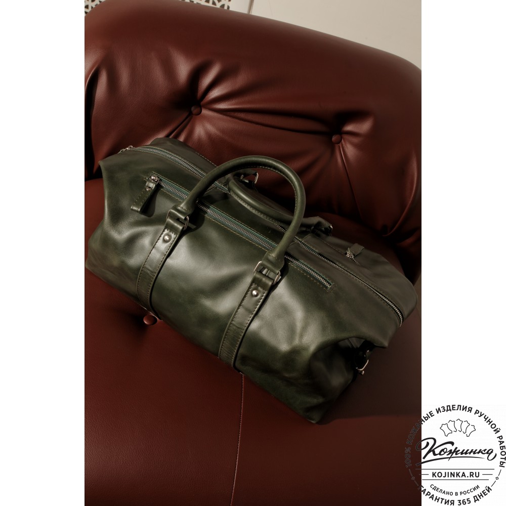 Кожаная дорожно-спортивная сумка Англия (хаки гладкая кожа)